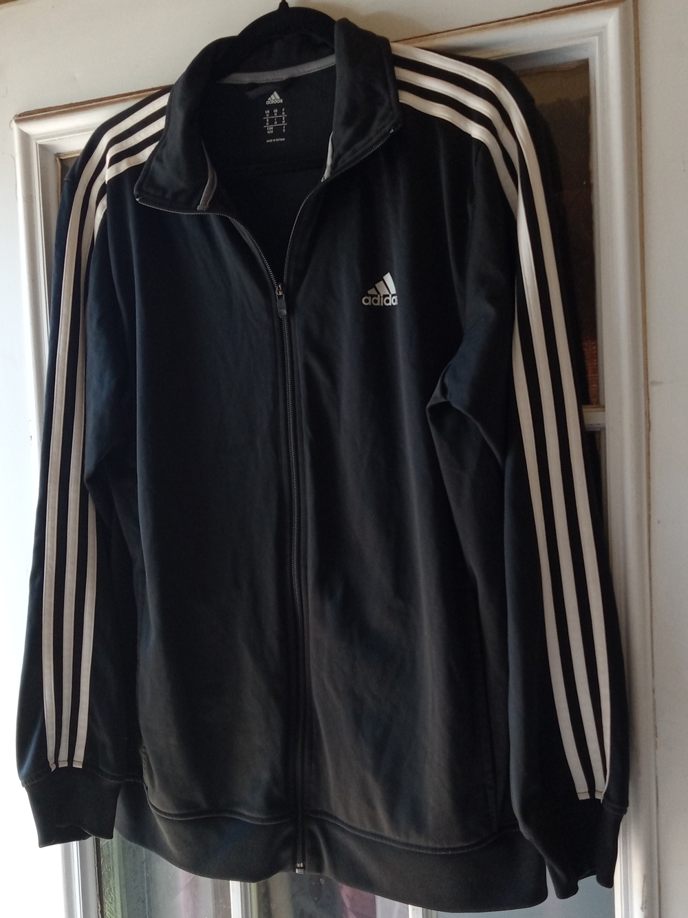 Adidas Black Track Jacket with White Stripes